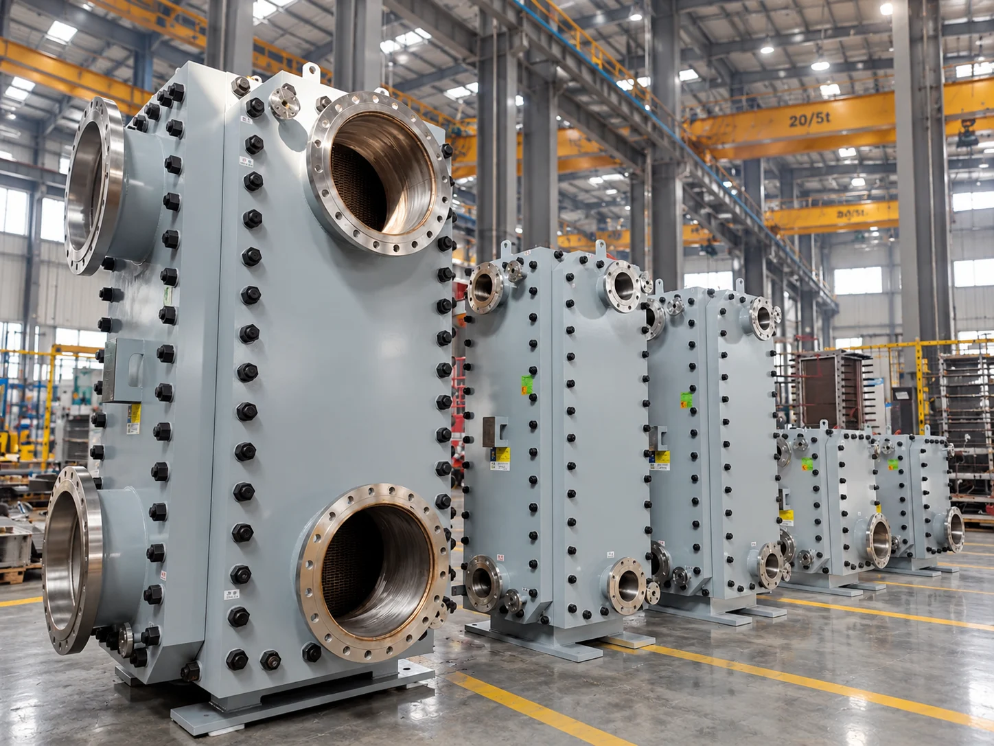 PANSTAR fully welded block heat exchangers in the manufacturing workshop